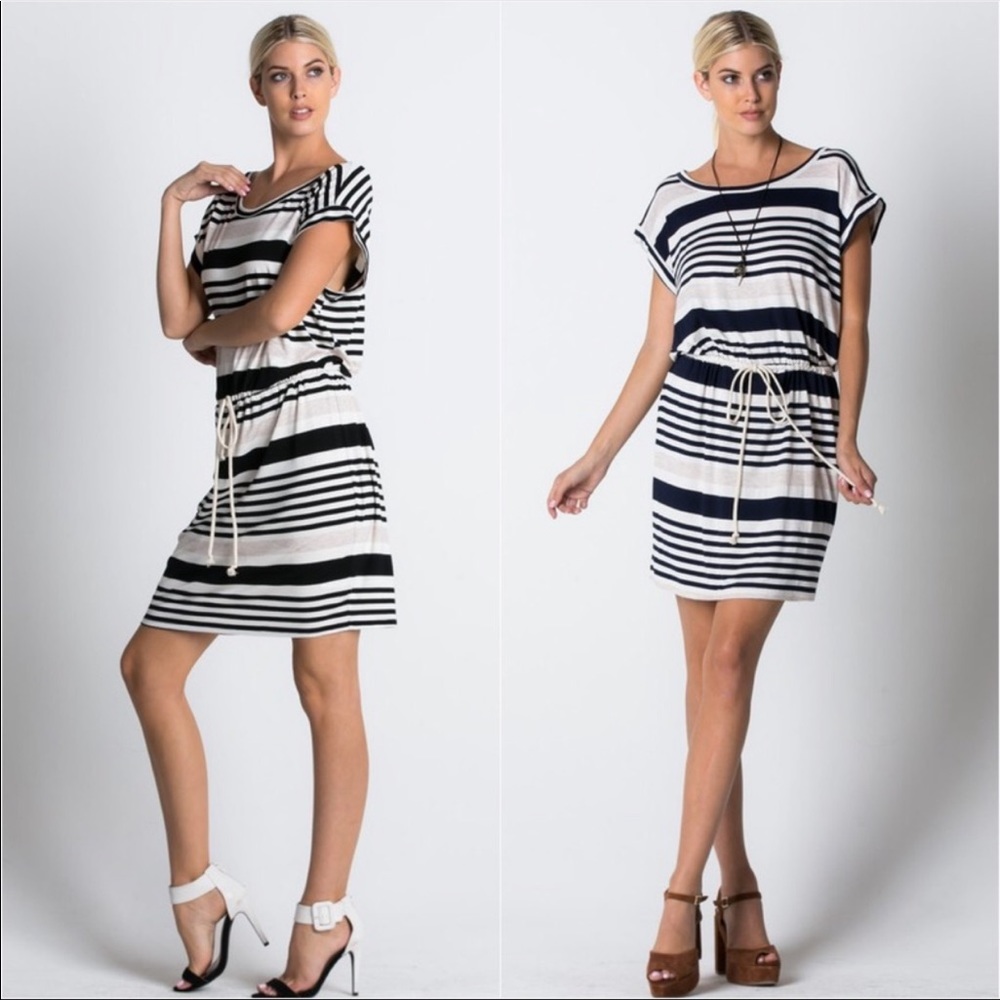 Striped Black And Beige Dress